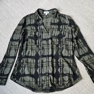 Express Black and Olive Button Blouse